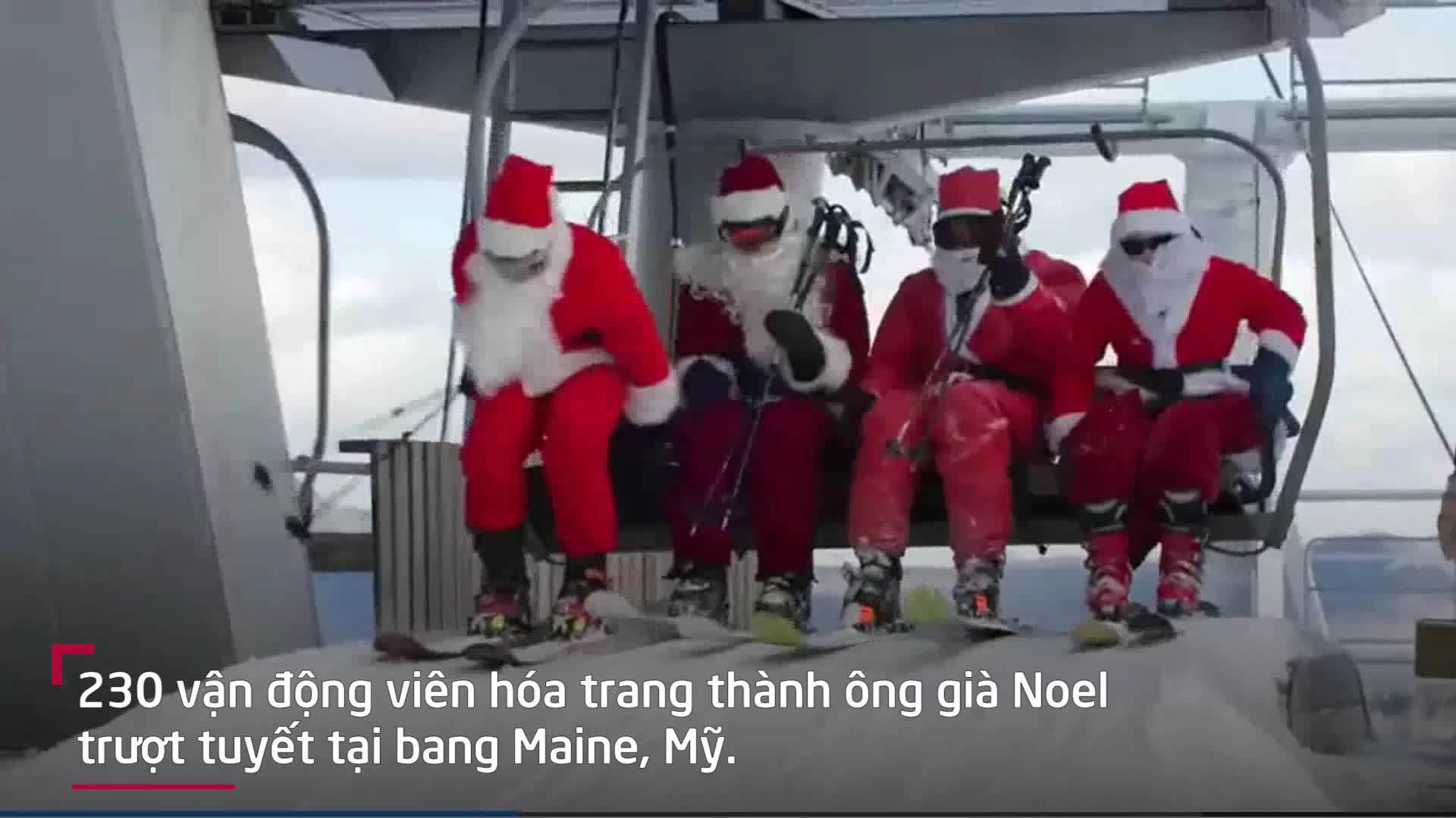 Video-Hot - Video: Mãn nhãn trước màn trượt tuyết của hơn 230 ông già Noel 