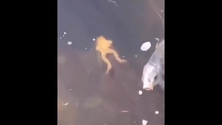 Video-Hot - Video: Tròn mắt xem chú ếch thảnh thơi 'quá giang' trên đầu cá